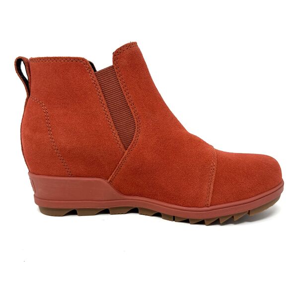 Sorel Evie Wedge Ankle Boot Womens Sz 6.5 Warp Red Waterproof Suede Chelsea NEW - Picture 10 of 16